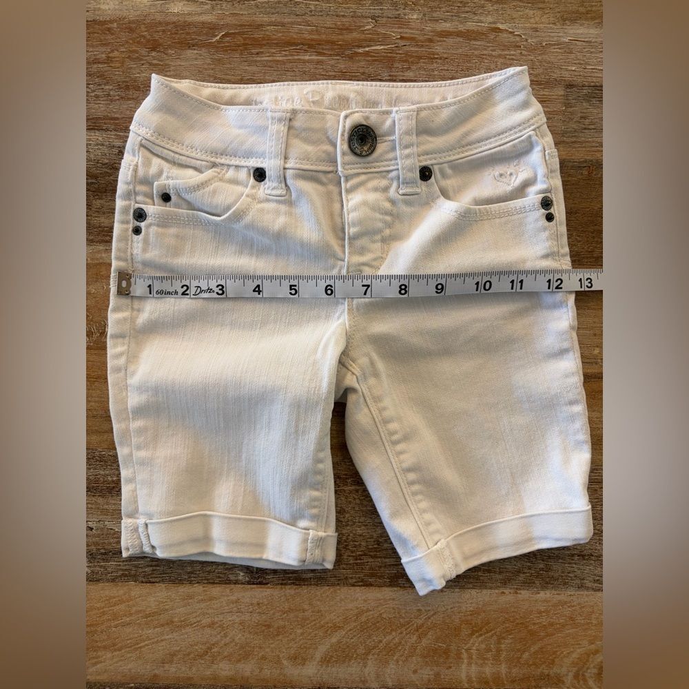 Justice Premium Girls White Stretch Denim Bermuda Shorts, Size 8 S - Picture 9 of 11